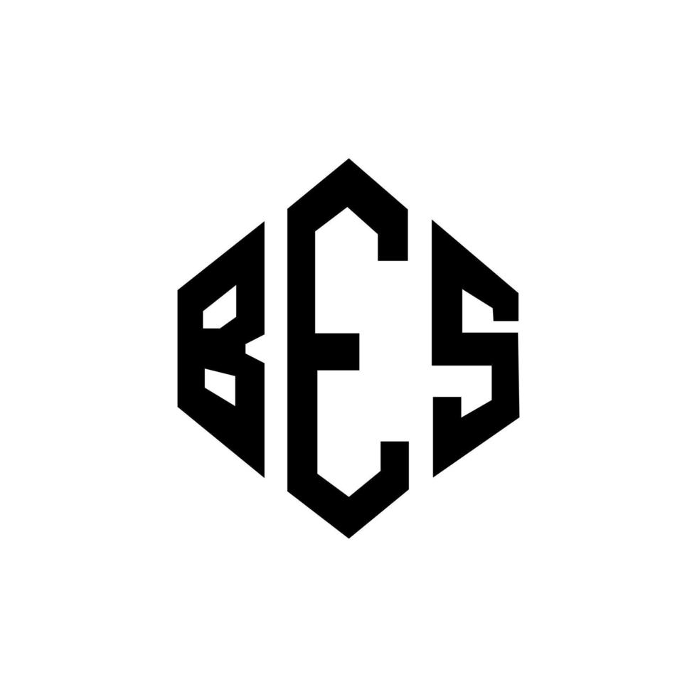 bes design de logotipo de carta com forma de polígono. bes design de logotipo em forma de polígono e cubo. bes modelo de logotipo de vetor hexágono cores brancas e pretas. bes monograma, logotipo de negócios e imóveis.