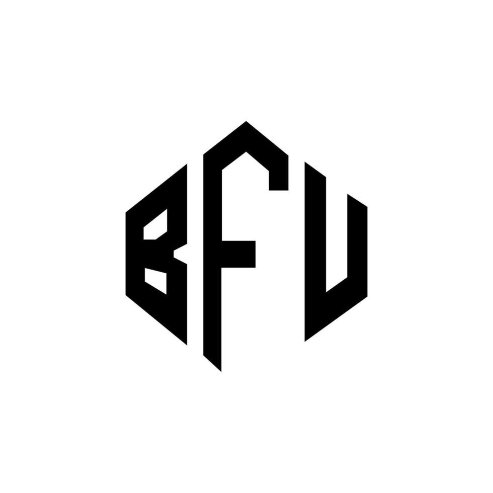 design de logotipo de carta bfu com forma de polígono. polígono bfu e design de logotipo em forma de cubo. modelo de logotipo de vetor hexágono bfu cores brancas e pretas. bfu monograma, logotipo de negócios e imobiliário.