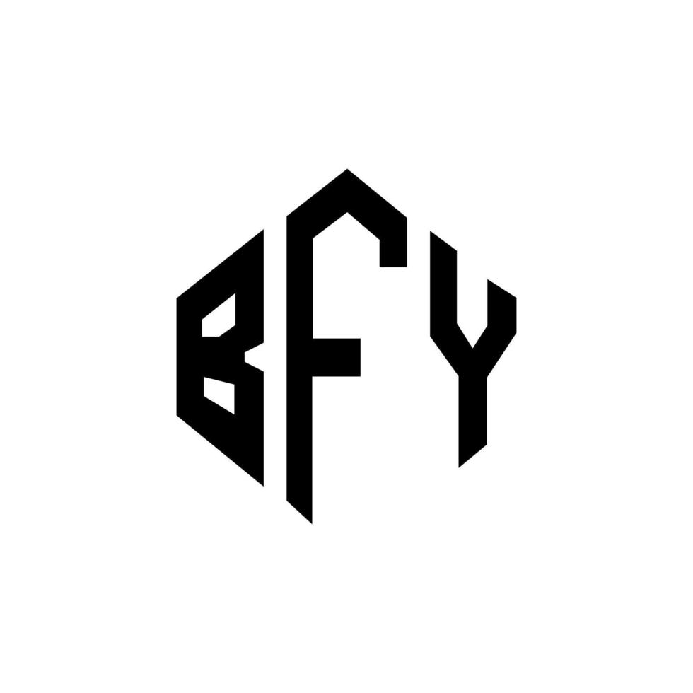 design de logotipo de carta bfy com forma de polígono. bfy polígono e design de logotipo em forma de cubo. modelo de logotipo de vetor hexágono bfy cores brancas e pretas. bfy monograma, logotipo de negócios e imóveis.