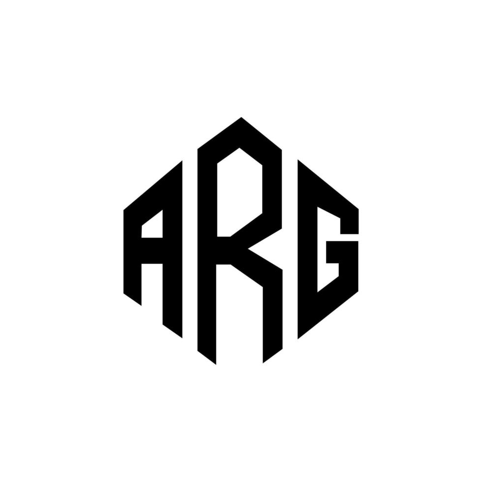 design de logotipo de carta arg com forma de polígono. arg polígono e design de logotipo em forma de cubo. arg hexágono modelo de logotipo de vetor cores brancas e pretas. monograma arg, logotipo de negócios e imóveis.