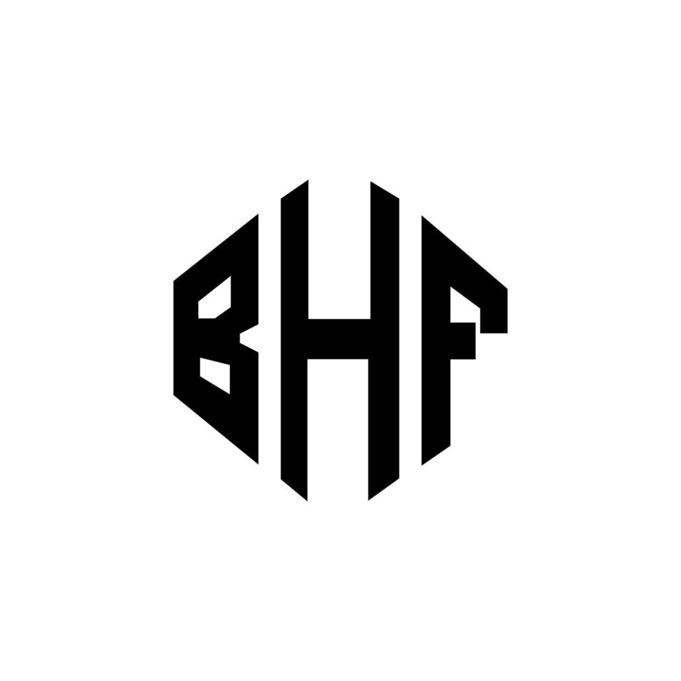 design de logotipo de carta bhf com forma de polígono. bhf polígono e design de logotipo em forma de cubo. modelo de logotipo de vetor hexágono bhf cores brancas e pretas. bhf monograma, logotipo de negócios e imóveis.