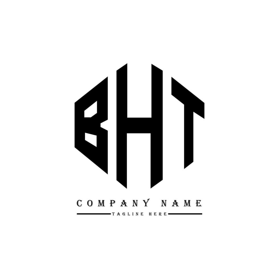 design de logotipo de letra bht com forma de polígono. design de logotipo em forma de polígono e cubo bht. modelo de logotipo de vetor hexágono bht cores brancas e pretas. monograma bht, logotipo de negócios e imóveis.