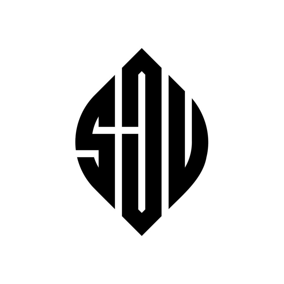 design de logotipo de carta de círculo sju com forma de círculo e elipse. letras de elipse sju com estilo tipográfico. as três iniciais formam um logotipo circular. sju círculo emblema abstrato monograma carta marca vetor. vetor