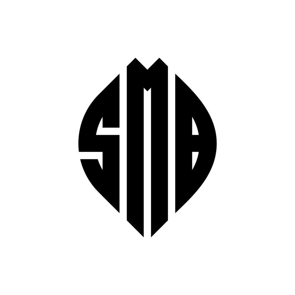 design de logotipo de carta de círculo smb com forma de círculo e elipse. letras de elipse smb com estilo tipográfico. as três iniciais formam um logotipo circular. smb círculo emblema abstrato monograma carta marca vetor. vetor