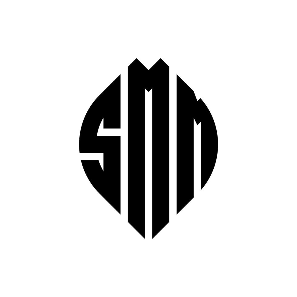 design de logotipo de letra de círculo smm com forma de círculo e elipse. letras de elipse smm com estilo tipográfico. as três iniciais formam um logotipo circular. smm círculo emblema abstrato monograma carta marca vetor. vetor