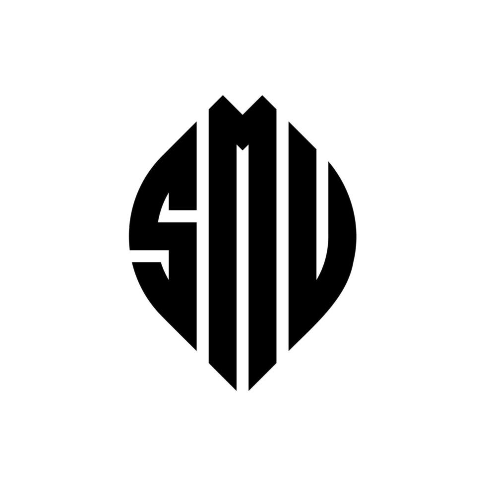 design de logotipo de carta de círculo smu com forma de círculo e elipse. letras de elipse smu com estilo tipográfico. as três iniciais formam um logotipo circular. smu círculo emblema abstrato monograma carta marca vetor. vetor