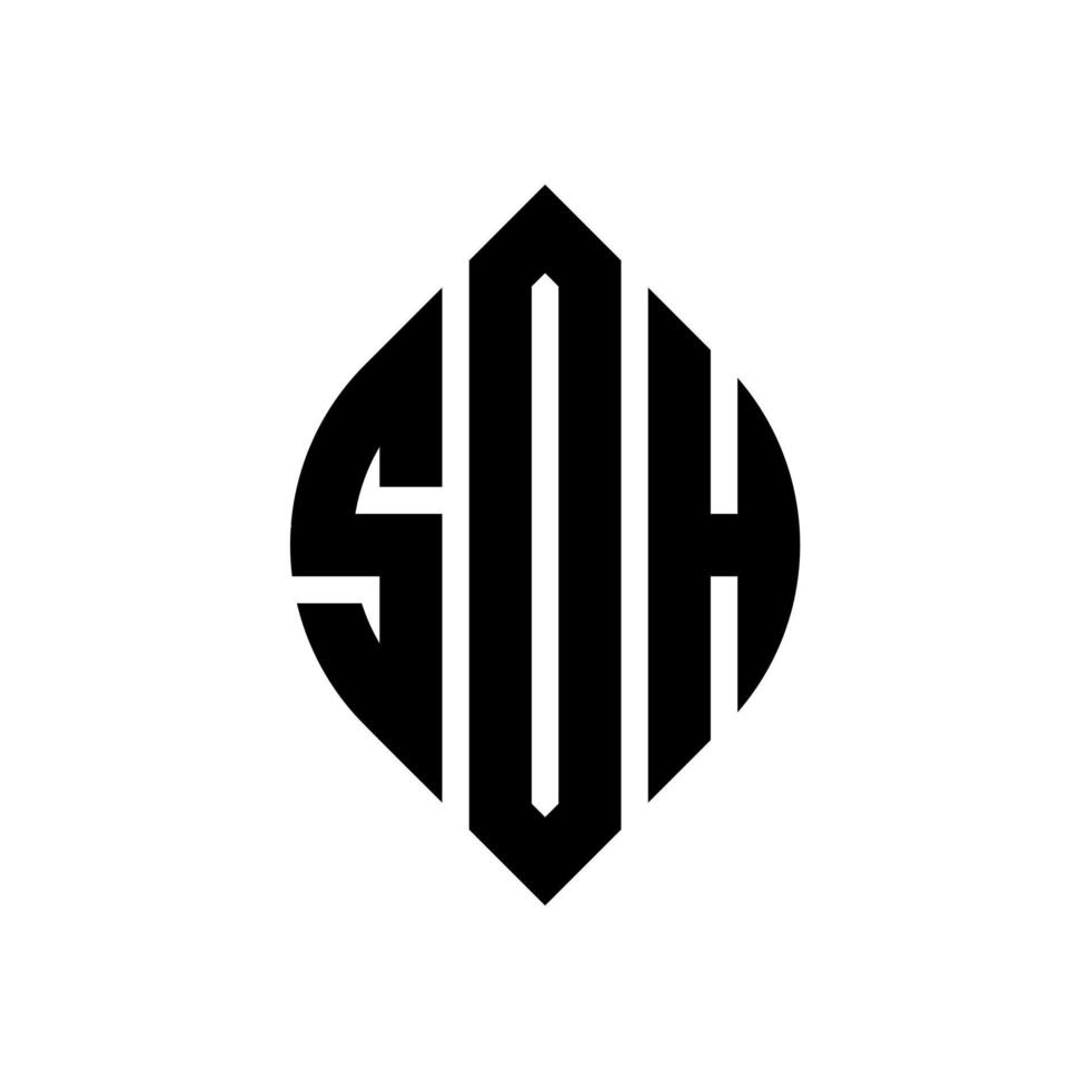 design de logotipo de carta de círculo soh com forma de círculo e elipse. letras de elipse soh com estilo tipográfico. as três iniciais formam um logotipo circular. soh círculo emblema abstrato monograma carta marca vetor. vetor