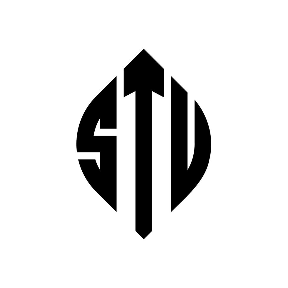 design de logotipo de letra de círculo stu com forma de círculo e elipse. letras de elipse stu com estilo tipográfico. as três iniciais formam um logotipo circular. stu círculo emblema abstrato monograma carta marca vetor. vetor