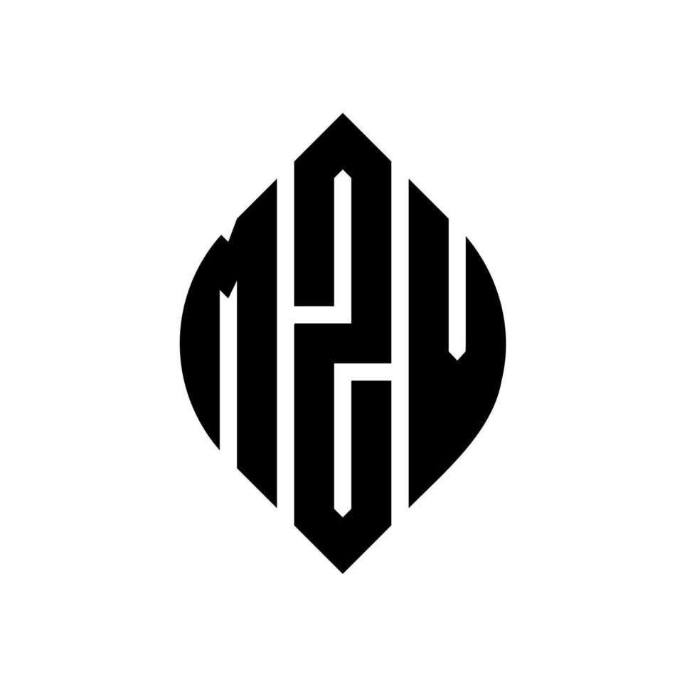 design de logotipo de letra de círculo mzv com forma de círculo e elipse. letras de elipse mzv com estilo tipográfico. as três iniciais formam um logotipo circular. mzv círculo emblema abstrato monograma carta marca vetor. vetor