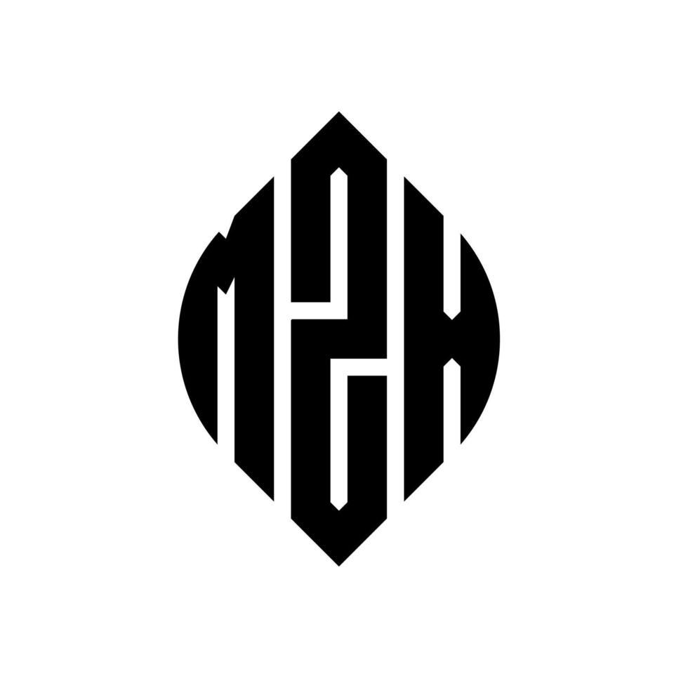 design de logotipo de letra de círculo mzx com forma de círculo e elipse. letras de elipse mzx com estilo tipográfico. as três iniciais formam um logotipo circular. mzx círculo emblema abstrato monograma carta marca vetor. vetor