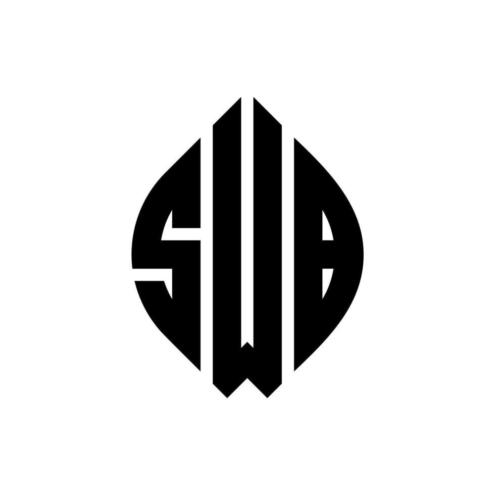 design de logotipo de carta de círculo swb com forma de círculo e elipse. letras de elipse swb com estilo tipográfico. as três iniciais formam um logotipo circular. swb círculo emblema abstrato monograma carta marca vetor. vetor