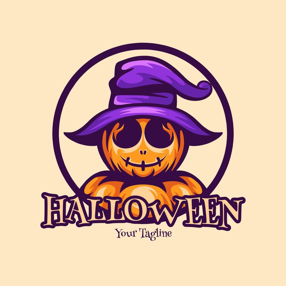 logotipo de personagem de halloween de abóbora vetor