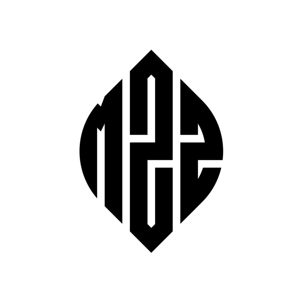 design de logotipo de letra de círculo mzz com forma de círculo e elipse. letras de elipse mzz com estilo tipográfico. as três iniciais formam um logotipo circular. mzz círculo emblema abstrato monograma carta marca vetor. vetor