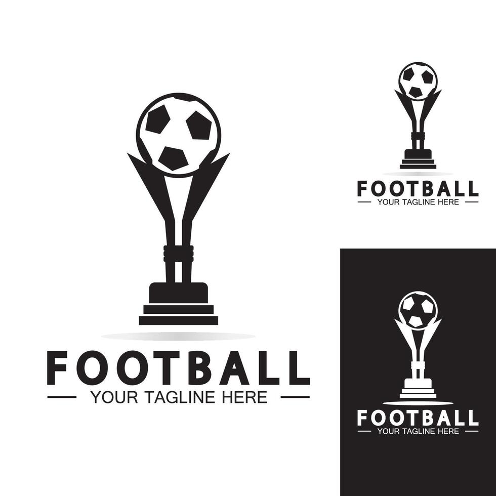 modelo de ícone de vetor de design de logotipo de troféu de campeonato de futebol ou futebol troféu de futebol de campeões para prêmio vencedor