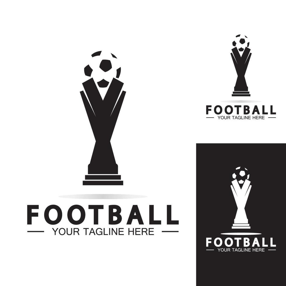 modelo de ícone de vetor de design de logotipo de troféu de campeonato de futebol ou futebol troféu de futebol de campeões para prêmio vencedor