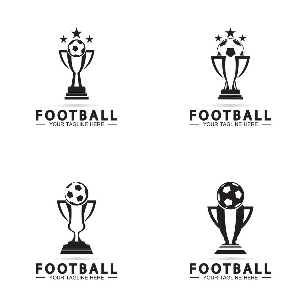 modelo de ícone de vetor de design de logotipo de troféu de campeonato de futebol ou futebol troféu de futebol de campeões para prêmio vencedor