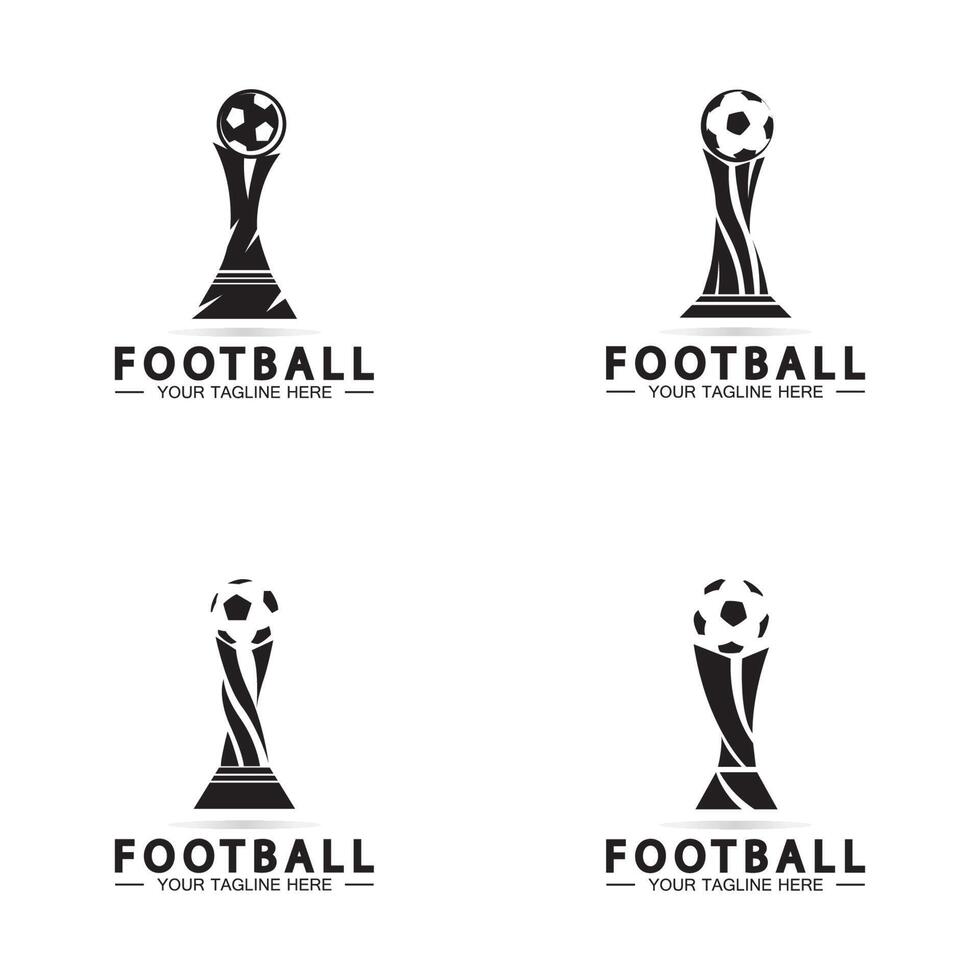 modelo de ícone de vetor de design de logotipo de troféu de campeonato de futebol ou futebol troféu de futebol de campeões para prêmio vencedor