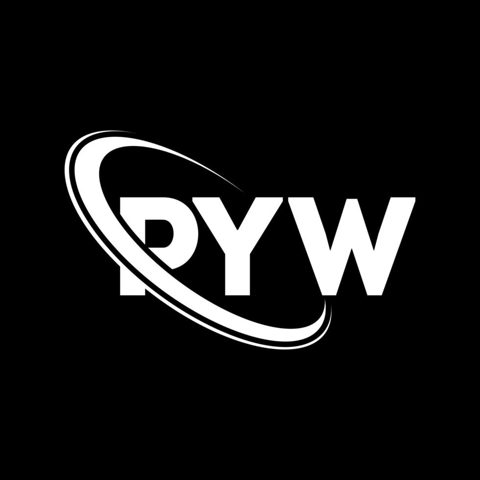 logotipo pyw. carta pw. design de logotipo de carta pyw. iniciais pyw logotipo ligado com círculo e logotipo monograma maiúsculo. tipografia pyw para tecnologia, negócios e marca imobiliária. vetor