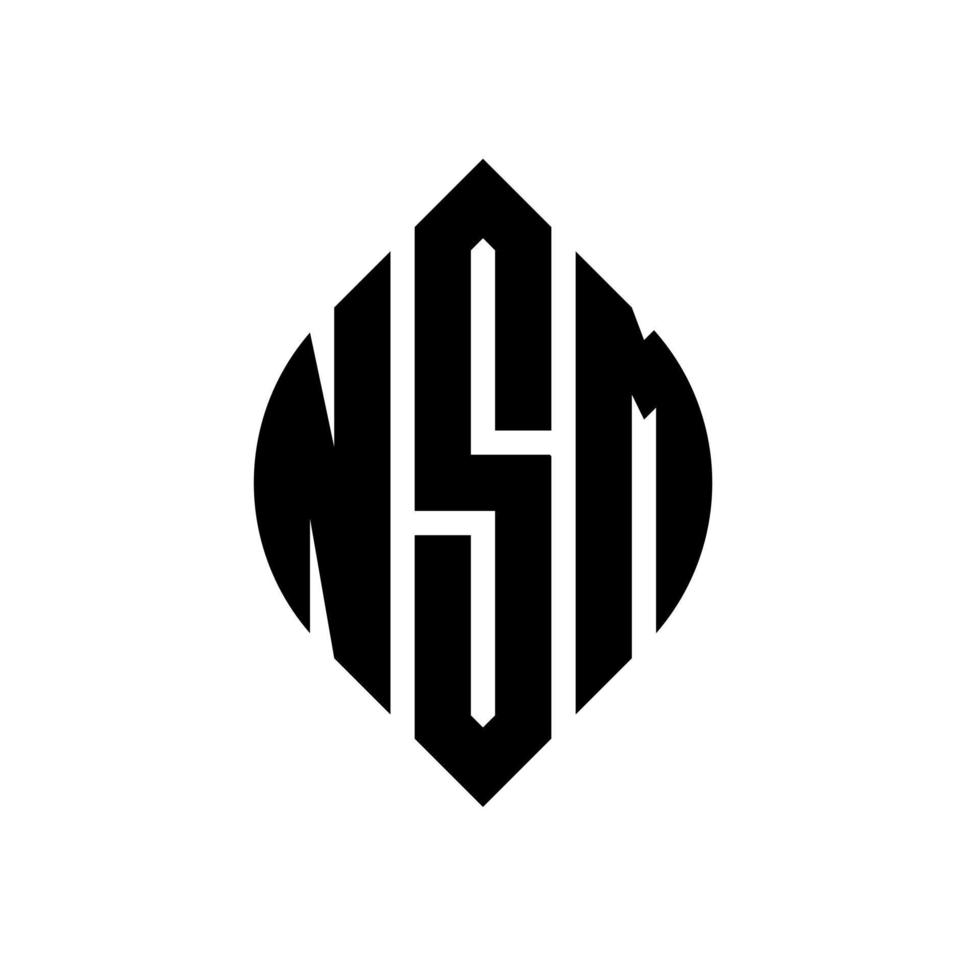 design de logotipo de carta de círculo nsm com forma de círculo e elipse. letras de elipse nsm com estilo tipográfico. as três iniciais formam um logotipo circular. nsm círculo emblema abstrato monograma carta marca vetor. vetor