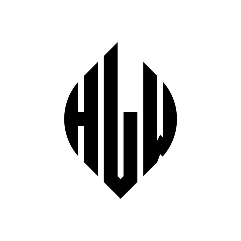 design de logotipo de letra de círculo hlw com forma de círculo e elipse. letras de elipse hlw com estilo tipográfico. as três iniciais formam um logotipo circular. hlw círculo emblema abstrato monograma carta marca vetor. vetor