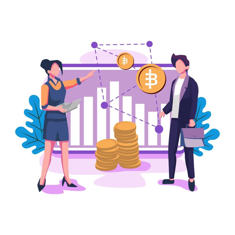 design de vetor de ilustração de estilo simples de mercado de criptomoedas