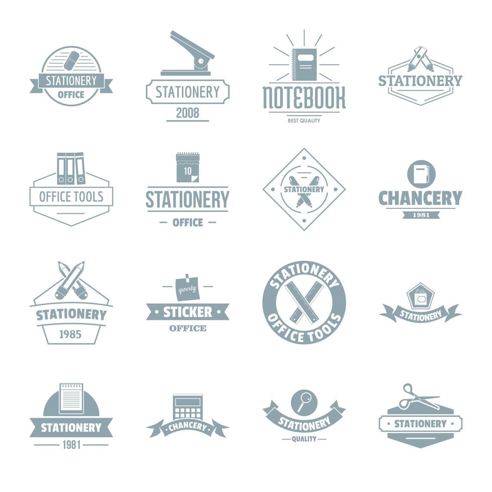 conjunto de ícones de logotipo de papelaria, estilo simples vetor