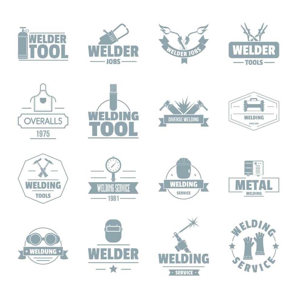 conjunto de ícones de logotipo de soldagem, estilo simples vetor