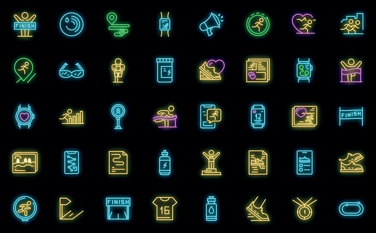 conjunto de ícones do aplicativo corredor vetor de néon