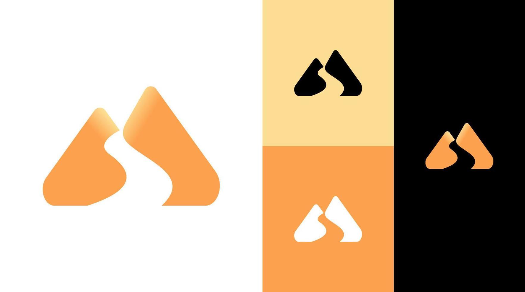 conceito de design de logotipo de montanha do rio vetor