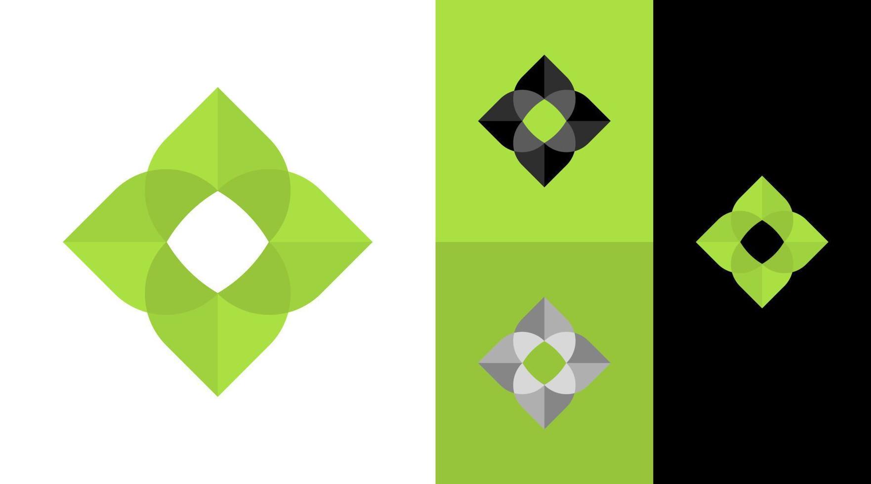 conceito de design de logotipo de pétala de flor verde vetor