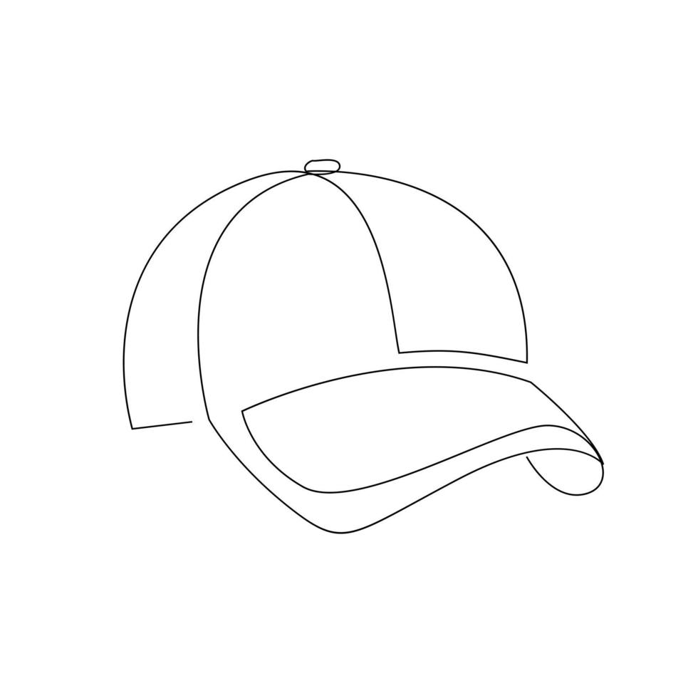 chapéu boné um desenho de linha isolado no fundo branco vetor
