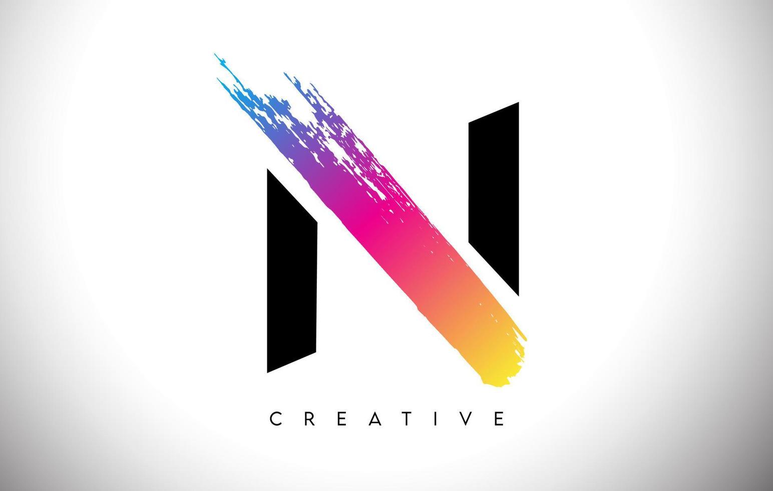 n design de logotipo de carta artística pincelada com vetor de aparência moderna criativa e cores vibrantes
