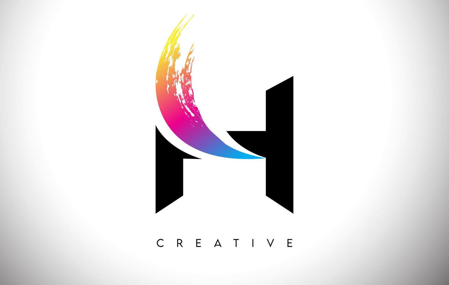 h design de logotipo de carta artística pincelada com vetor de aparência moderna criativa e cores vibrantes