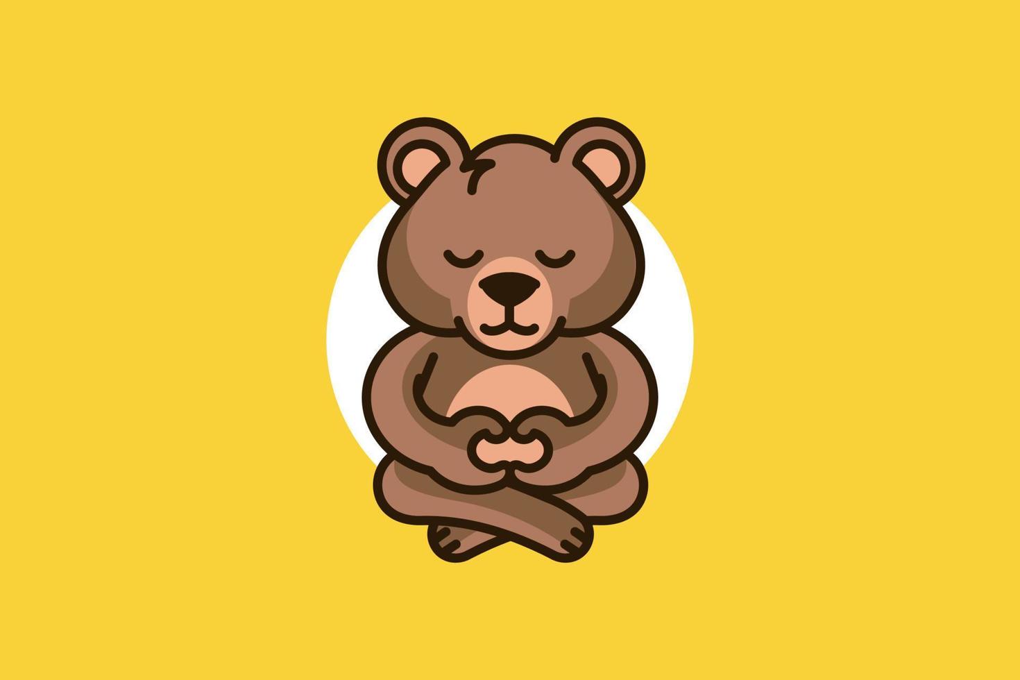 desenho de urso de meditação fofo vetor