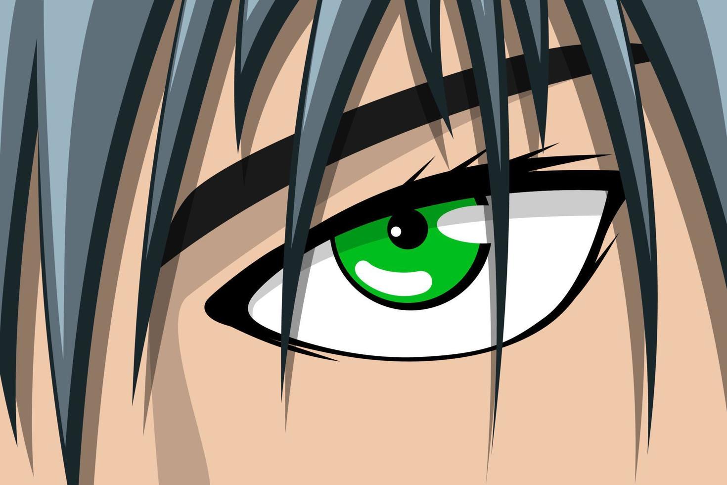 quadrinhos de anime rosto de menino ou menina bonito com olhos verdes e  cabelos grisalhos. conceito