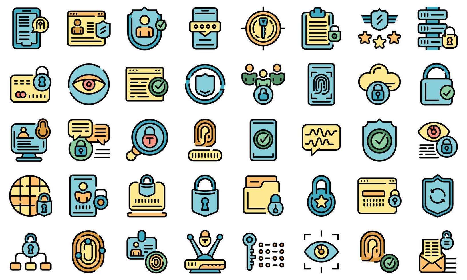 ícones de privacidade definir vetor plano