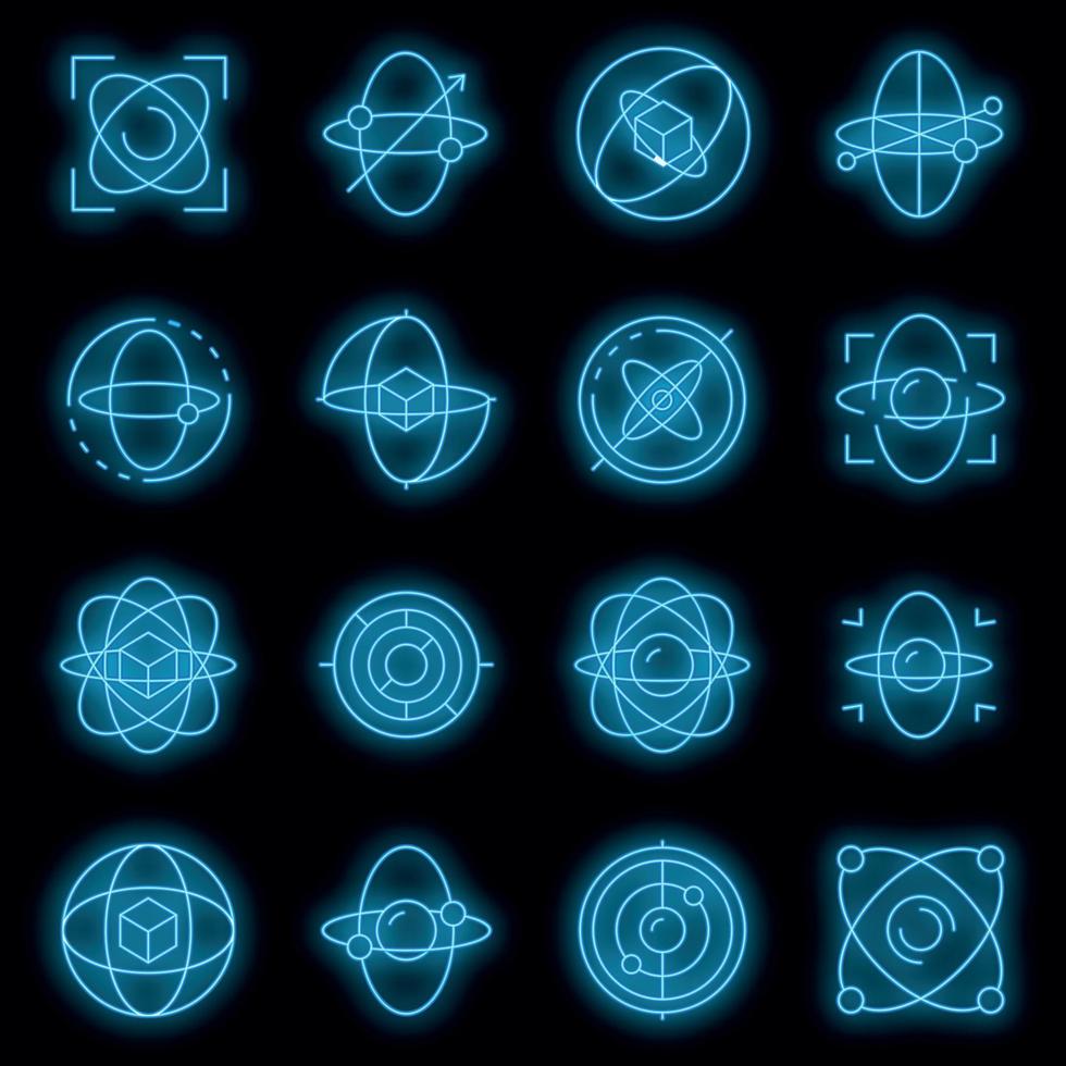 conjunto de ícones de giroscópio vector neon