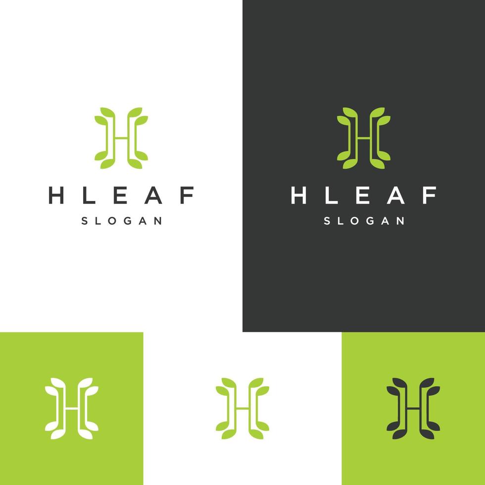 modelo de design de ícone de logotipo de folha letra h vetor