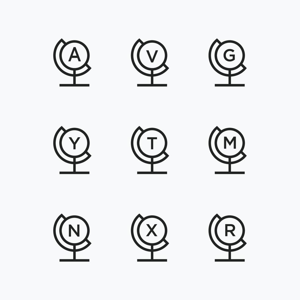 modelo de design plano de ícone de logotipo de carta de conjunto de globo vetor