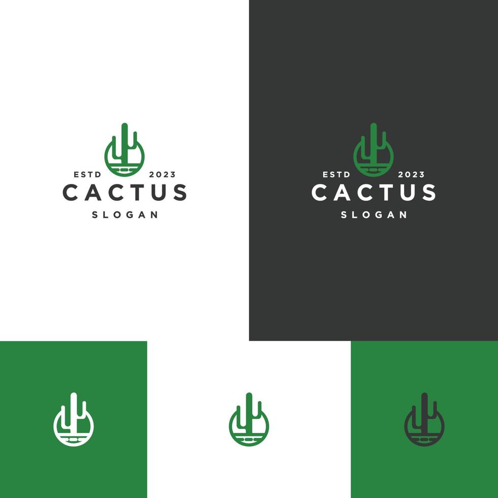 modelo de design plano de ícone de logotipo de cacto vetor