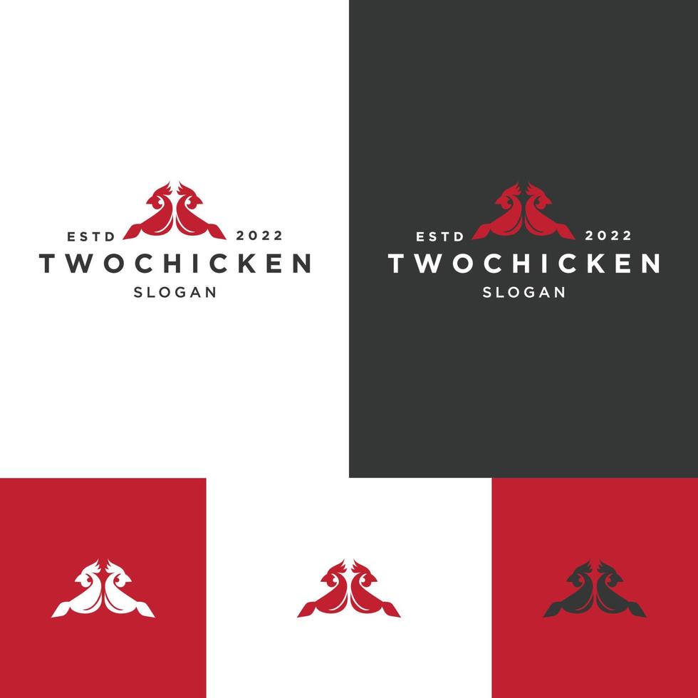 modelo de design de ícone de logotipo de duas galinhas vetor