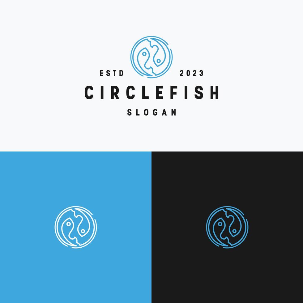modelo de design plano de ícone de logotipo de peixe círculo vetor