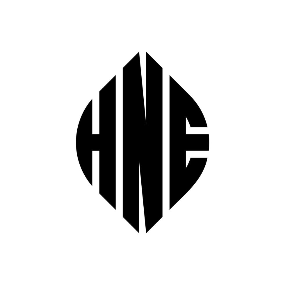 hne design de logotipo de carta de círculo com forma de círculo e elipse. letras de elipse hne com estilo tipográfico. as três iniciais formam um logotipo circular. hne círculo emblema abstrato monograma carta marca vetor. vetor