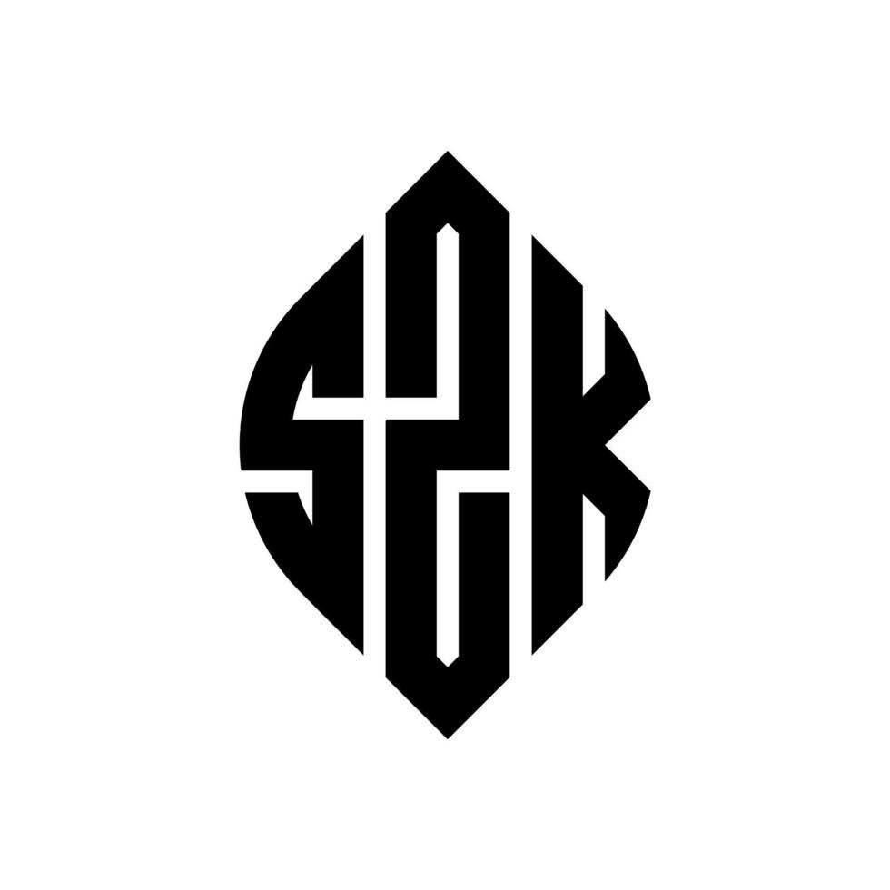 design de logotipo de carta de círculo szk com forma de círculo e elipse. letras de elipse szk com estilo tipográfico. as três iniciais formam um logotipo circular. szk círculo emblema abstrato monograma letra marca vetor. vetor