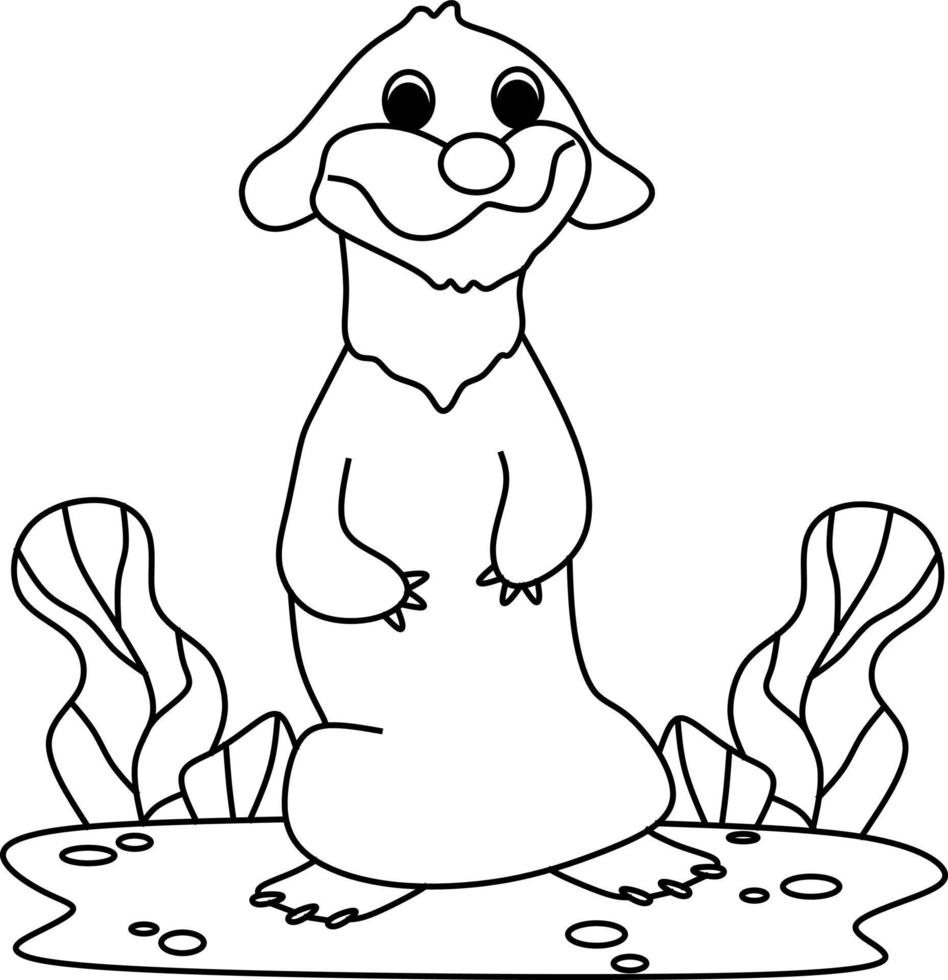 página para colorir alfabetos animal desenho animado doninha vetor