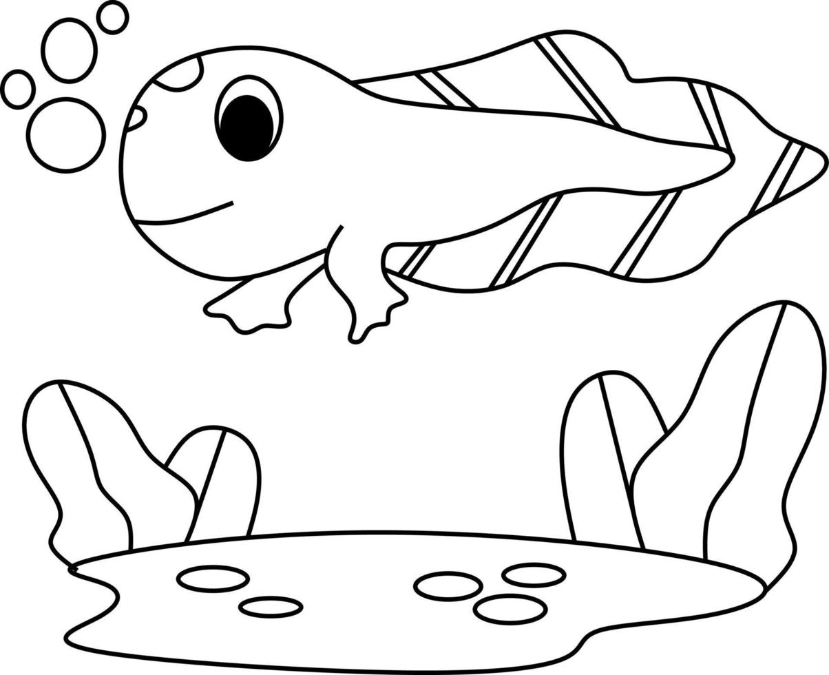 página para colorir alfabetos animal desenho animado girino vetor