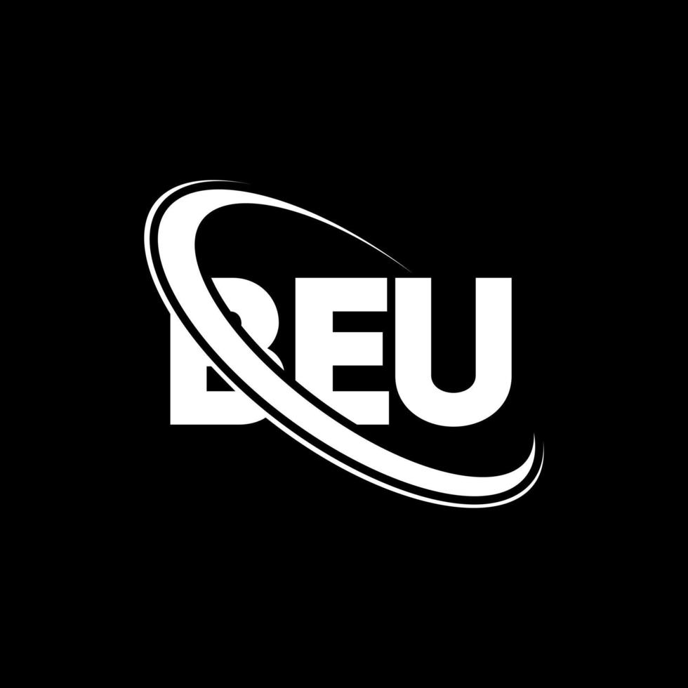 beu logotipo. bea letra. beu design de logotipo de carta. iniciais beu logotipo ligado com círculo e logotipo monograma em maiúsculas. beu tipografia para marca de tecnologia, negócios e imóveis. vetor