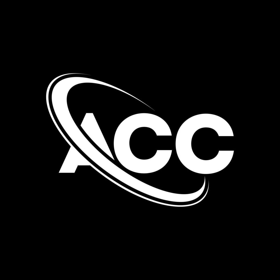 logotipo acc. carta de ac. design de logotipo de carta acc. iniciais acc logotipo ligado com círculo e logotipo monograma maiúsculo. acc tipografia para marca de tecnologia, negócios e imóveis. vetor