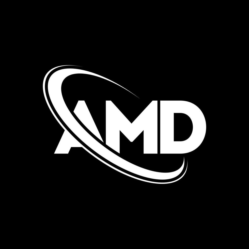 logotipo amd. carta amd. design de logotipo de carta amd. iniciais amd logotipo ligado com círculo e logotipo monograma maiúsculo. amd tipografia para marca de tecnologia, negócios e imóveis. vetor