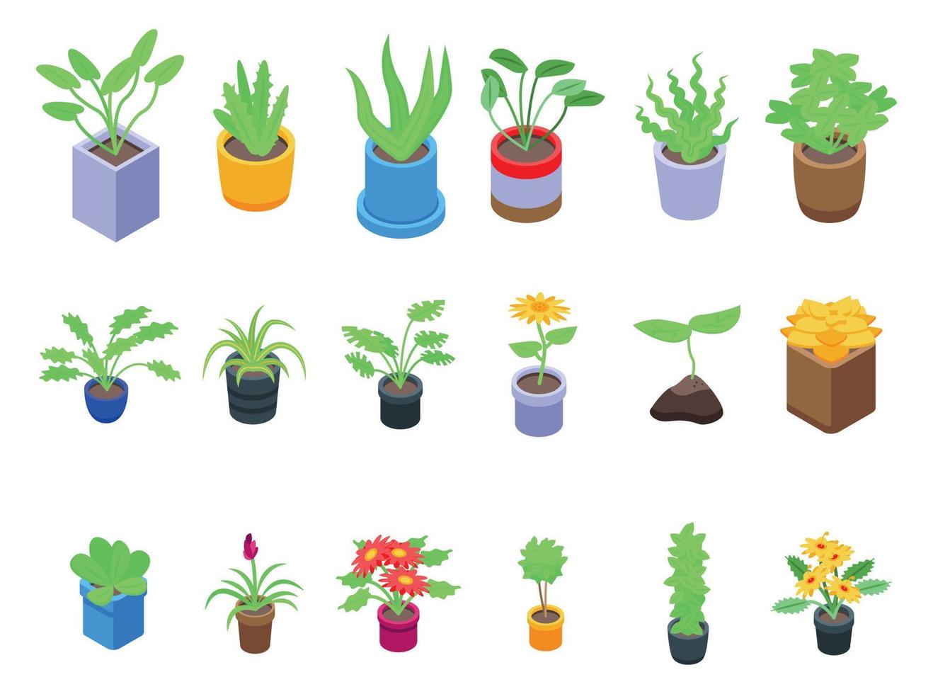 conjunto de ícones de plantas, estilo isométrico vetor